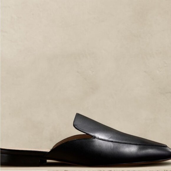Banana Republic Black Leather Mule Shoes (New)- Women's 6.5 - Picture 2 of 6
